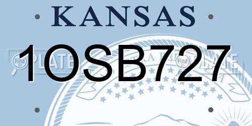 1OSB727 Kansas License Plate