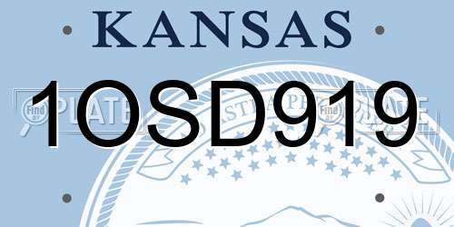 1OSD919 Kansas License Plate
