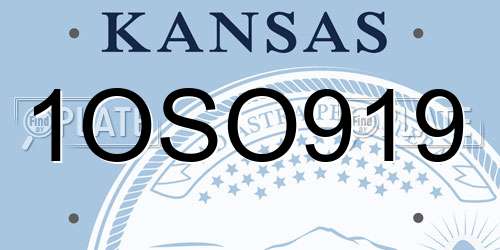 1OSO919 Kansas License Plate