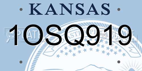 1OSQ919 Kansas License Plate