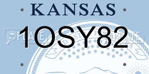1OSY82 Kansas License Plate