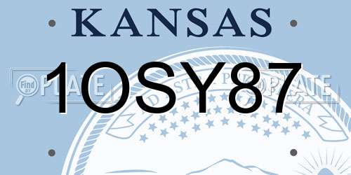 1OSY87 Kansas License Plate