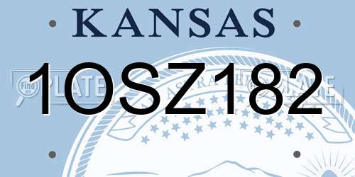 1OSZ182 Kansas License Plate