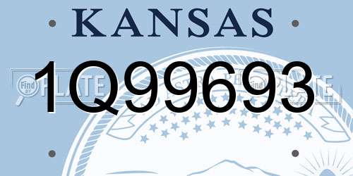 1Q99693 Kansas License Plate