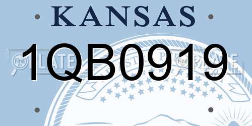 1QB0919 Kansas License Plate