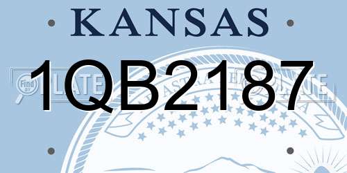 1QB2187 Kansas License Plate