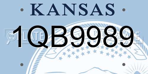 1QB9989 Kansas License Plate