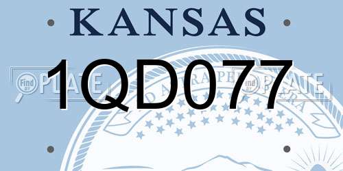 1QD077 Kansas License Plate