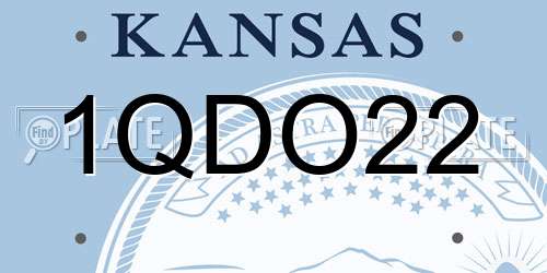 1QDO22 Kansas License Plate