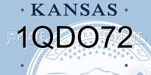 1QDO72 Kansas License Plate