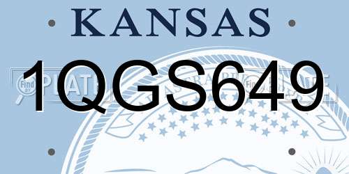 1QGS649 Kansas License Plate