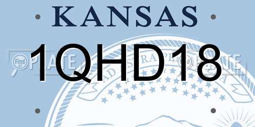 1QHD18 Kansas License Plate