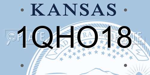 1QHO18 Kansas License Plate