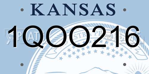 1QOO216 Kansas License Plate
