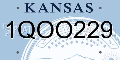 1QOO229 Kansas License Plate