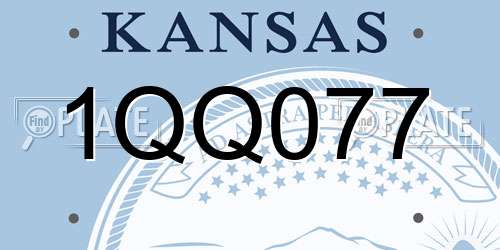 1QQ077 Kansas License Plate