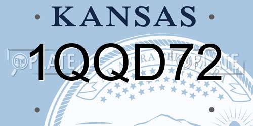 1QQD72 Kansas License Plate