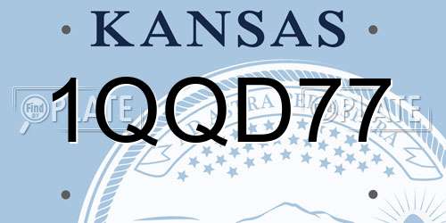 1QQD77 Kansas License Plate