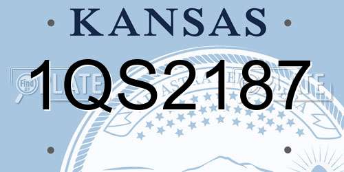 1QS2187 Kansas License Plate