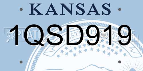 1QSD919 Kansas License Plate