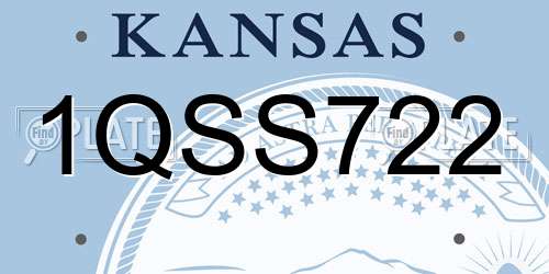 1QSS722 Kansas License Plate