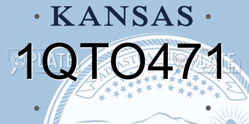 1QTO471 Kansas License Plate