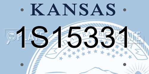 1S15331 Kansas License Plate