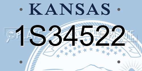 1S34522 Kansas License Plate