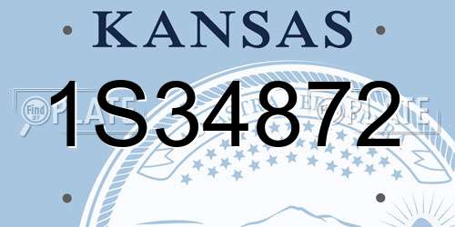 1S34872 Kansas License Plate