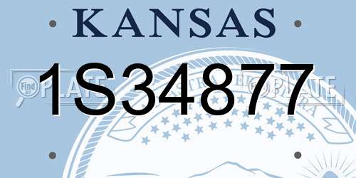 1S34877 Kansas License Plate