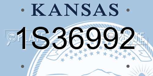 1S36992 Kansas License Plate