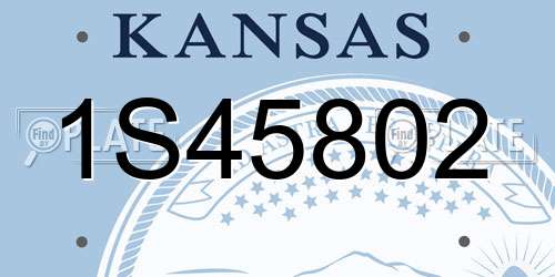 1S45802 Kansas License Plate