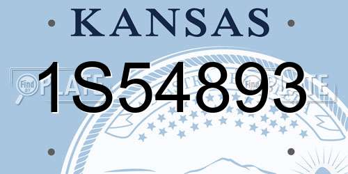 1S54893 Kansas License Plate