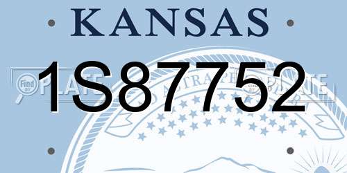 1S87752 Kansas License Plate