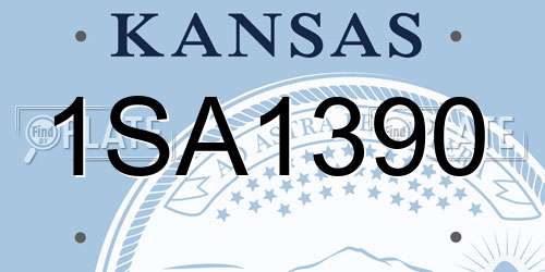1SA1390 Kansas License Plate