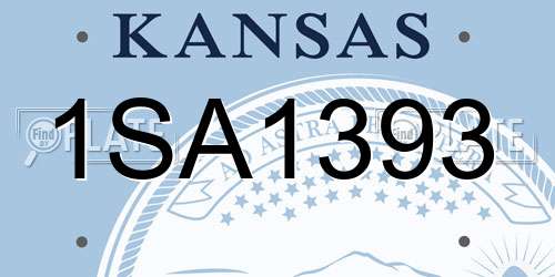 1SA1393 Kansas License Plate