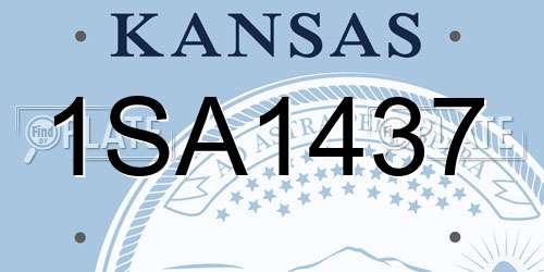 1SA1437 Kansas License Plate