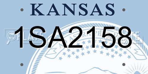 1SA2158 Kansas License Plate