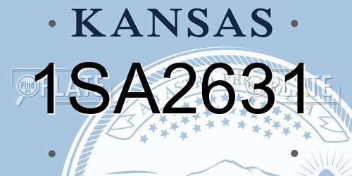 1SA2631 Kansas License Plate