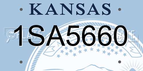 1SA5660 Kansas License Plate