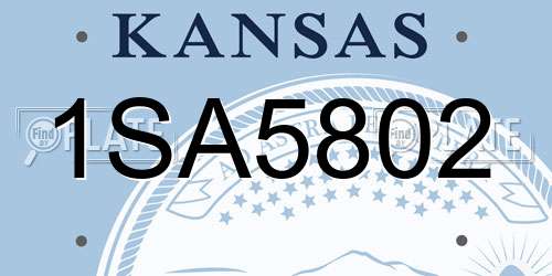 1SA5802 Kansas License Plate