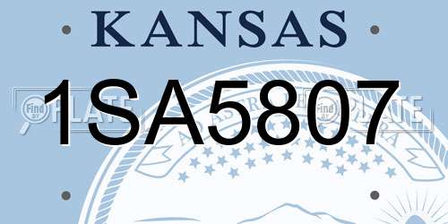 1SA5807 Kansas License Plate