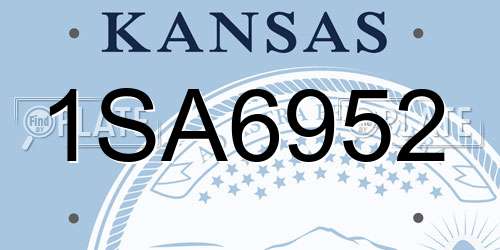 1SA6952 Kansas License Plate