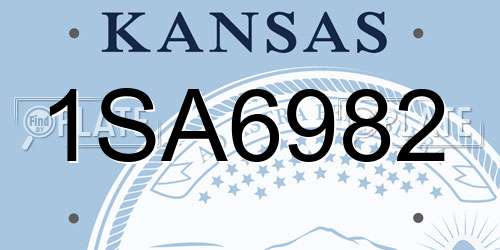 1SA6982 Kansas License Plate