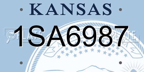 1SA6987 Kansas License Plate