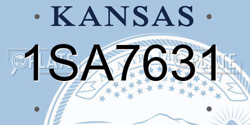 1SA7631 Kansas License Plate