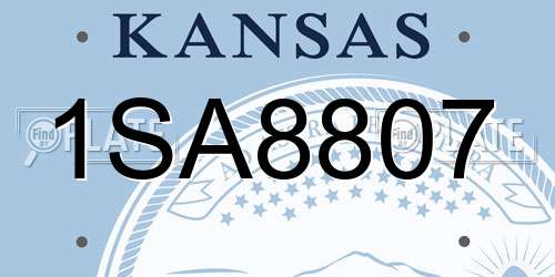 1SA8807 Kansas License Plate