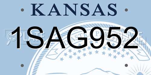 1SAG952 Kansas License Plate