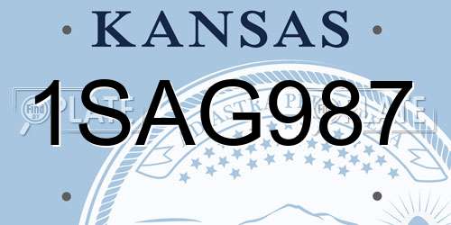 1SAG987 Kansas License Plate