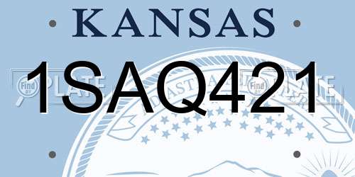 1SAQ421 Kansas License Plate